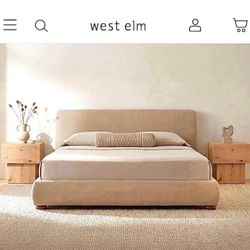 Free Delivery NEW-IN-BOX West Elm King Storage Bed, Beige (Retail $2,499+tax)