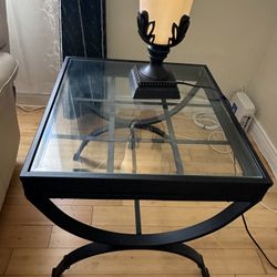 Set of 2 Modern Glass & Metal Side Tables – Excellent Condition