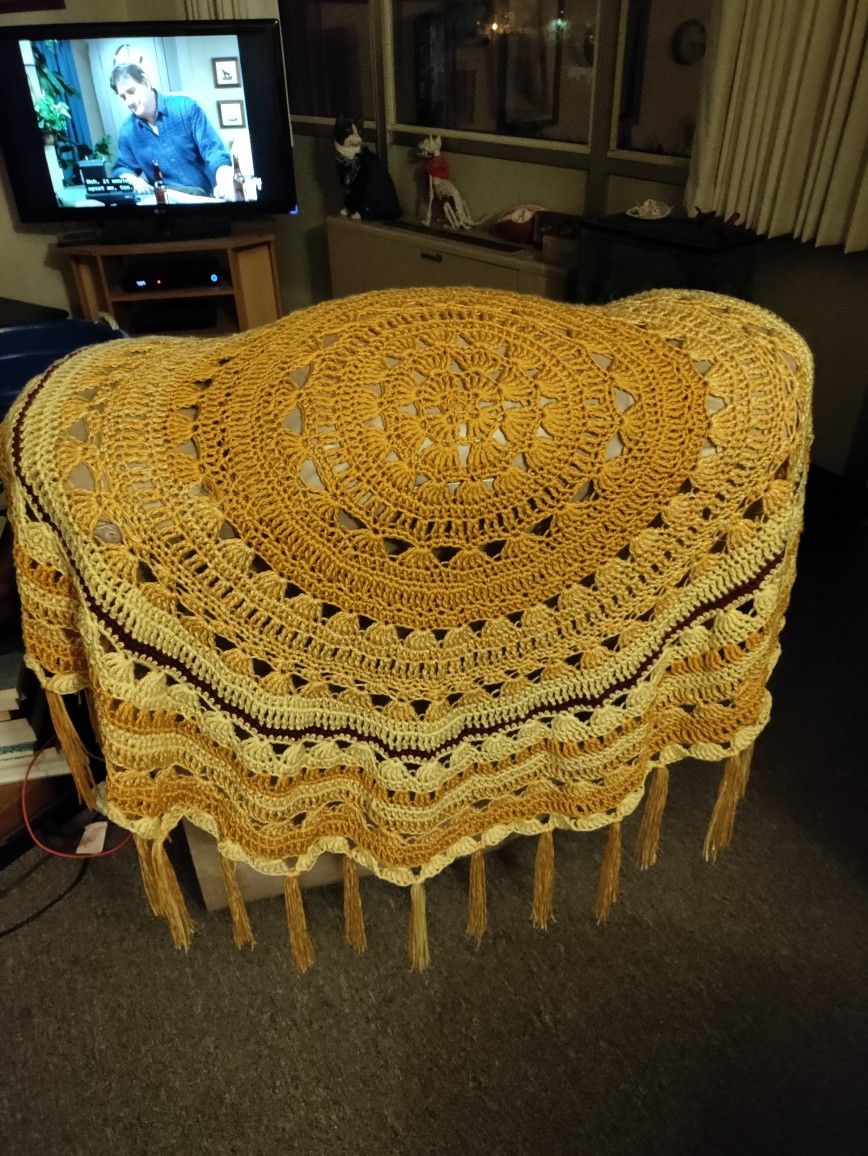 Beautiful Yellow Handcrafted Crochet Blanket