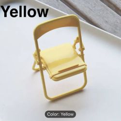 Yellow Desktop Folding Chair Cell Phone Stand