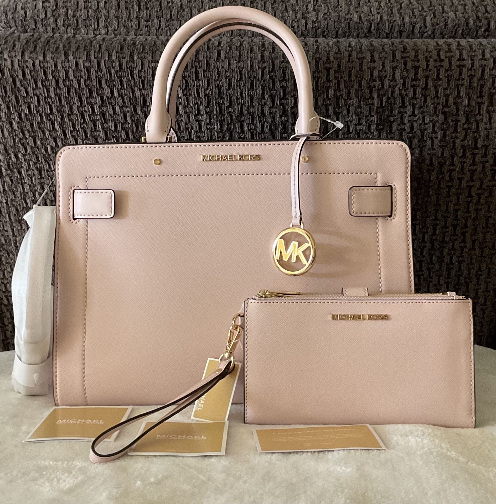 NWT AUTHENTIC 2 Pieces Michael Kors Satchel & Double Zip Wallet