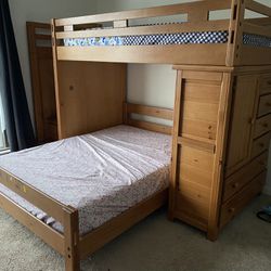 **Bunk Bed with Dresser - $500 (Good Condition, Mattresses Included)**