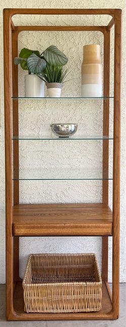 Vintage Mid Century Teak Glass Shelf Bookcase