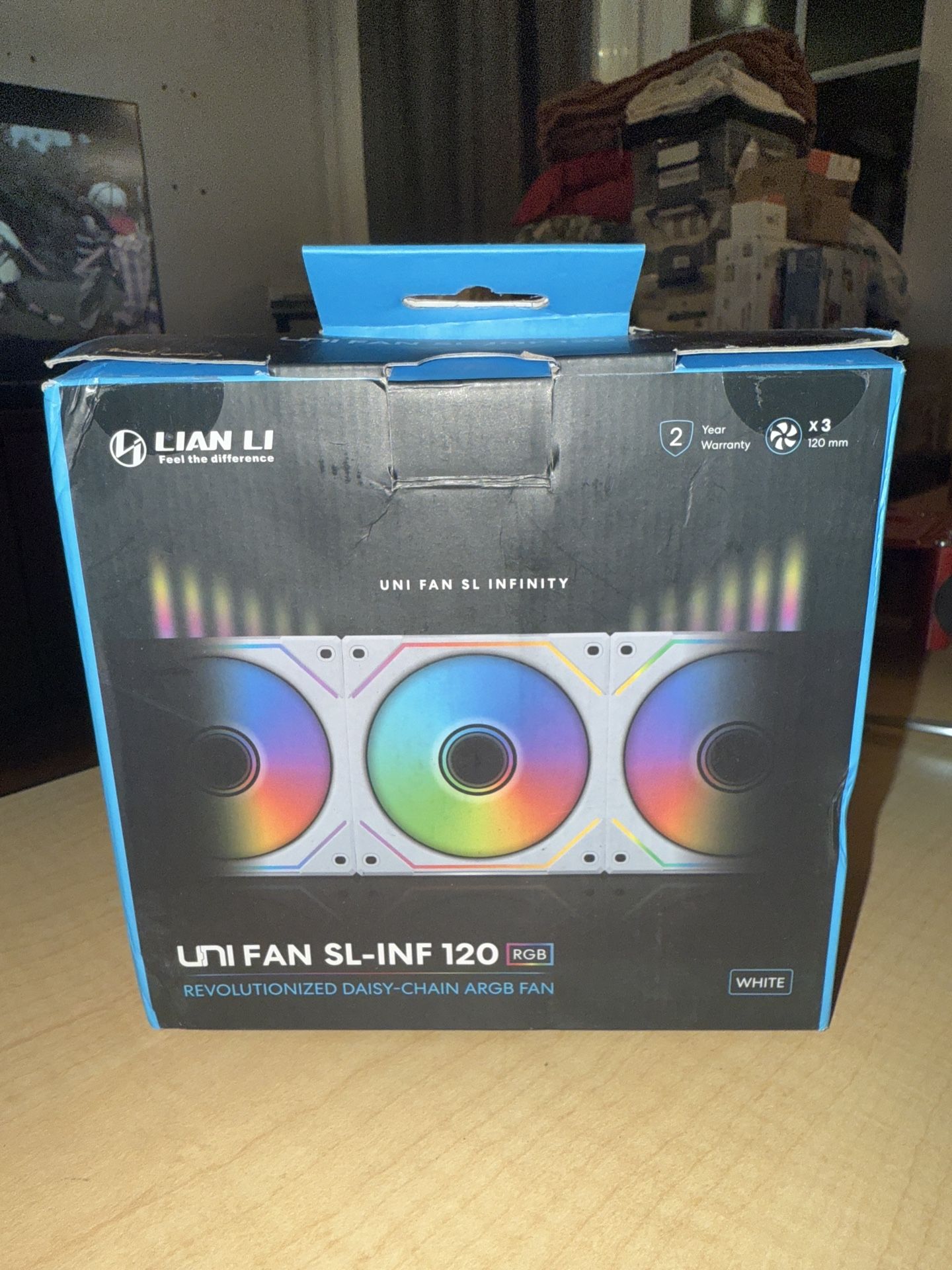 Lian Li UNI FAN SL-INF 120 RGB – 3 Pack (White) — Open Box / Like New