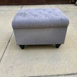 Threshold quality and design tufted ottoman fabric/ black finish legs (read description)