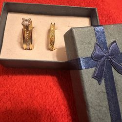 Gold Plated Ring Size 7 Twin  2 Piece  ring  Set Brand New 
