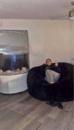Large Black Faux Fur Bean Bag Chair