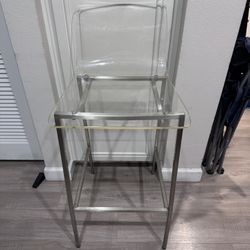 30” Clear Acrylic Bar Stool – Modern Lucite Chair w/ Metal Frame