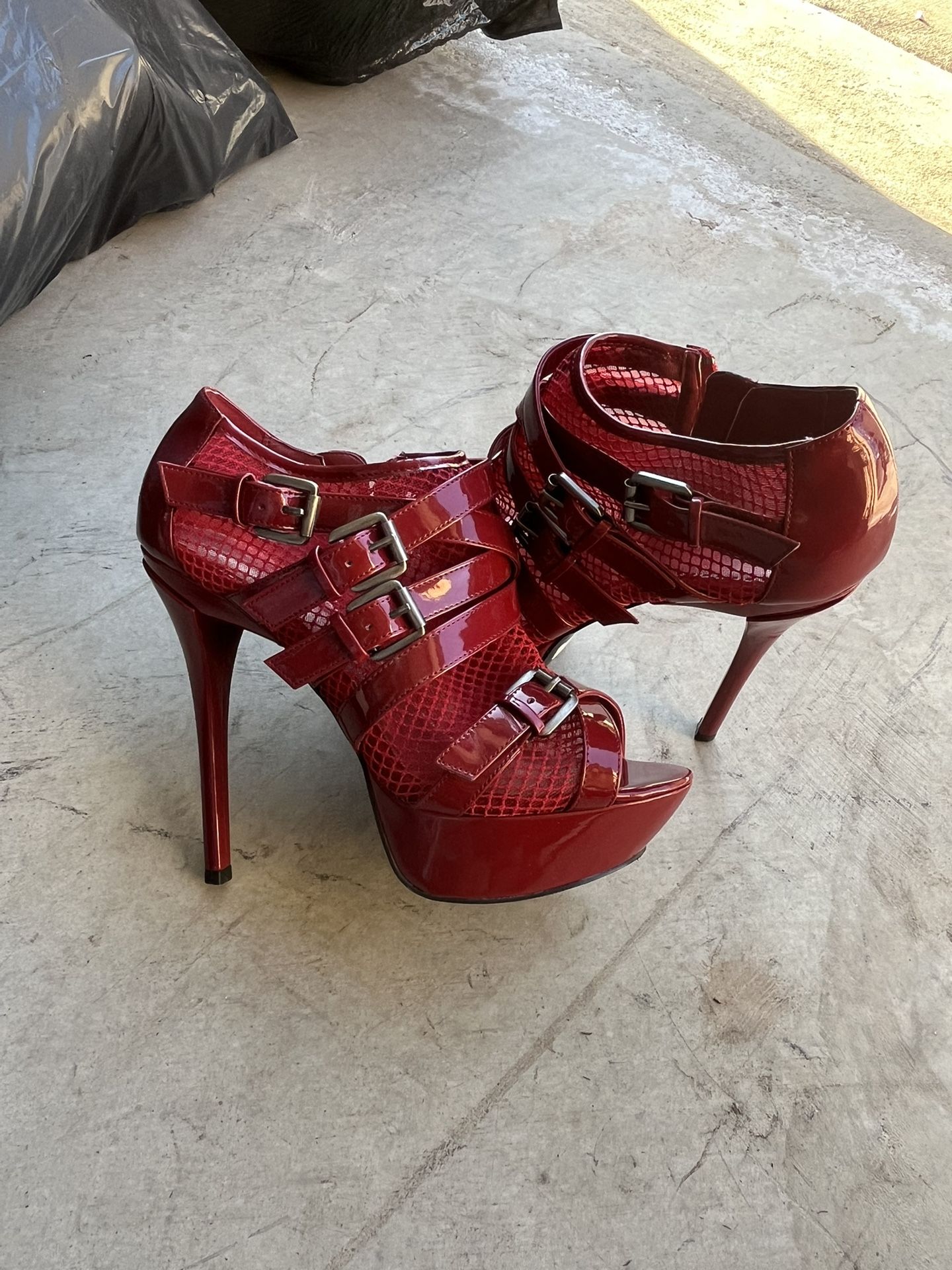 Red Gladiator Heels with Stiletto Design