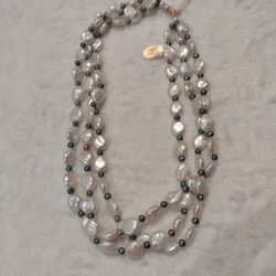 New Triple Strands Of Beads 14 K Gold Clasp