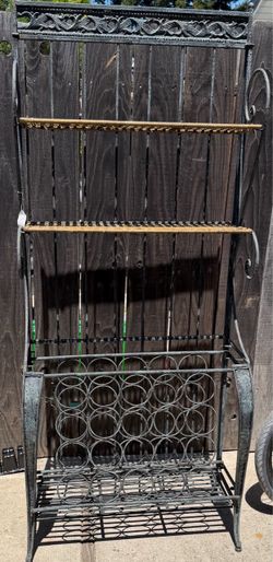 WROUGHT IRON  KITCHEN SHELF, WINE RACK