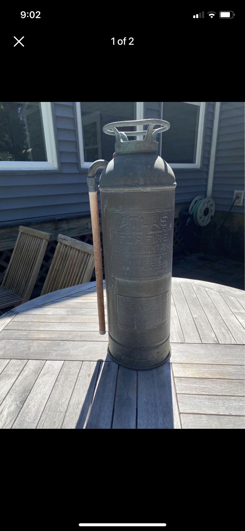Antique Copper & Brass Atlas Fire Extinguisher