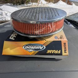 14-In billet specialties air cleaner with airhog washable filter and Chevy bowtie Wing nut
