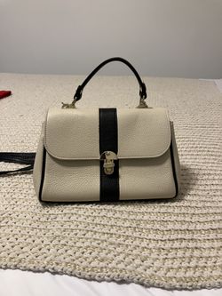 Borse in Pelle Italian Chic Cream and Black Leather Satchel