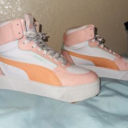 PUMA White Karmen Rebelle Mid Jr Sneaker