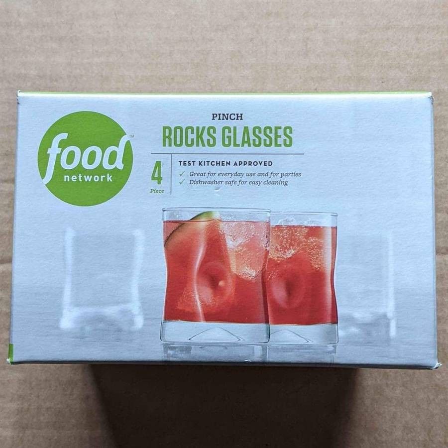 NEW Food Network Pinch 4 piece set of 12.5 oz rocks glasses tumblers