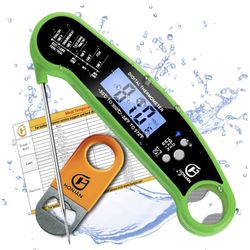 Instant Read Meat Thermometer Waterproof for Kitchen Cooking with Backlight and Calibration Feature(Green)