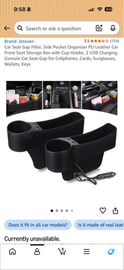 Selling set of two-Car Seat Gap Filler, Side Pocket Organizer PU Leather Car Front Seat with Cup Holder, 2 USB Charging, Console Car Seat Gap for Cell