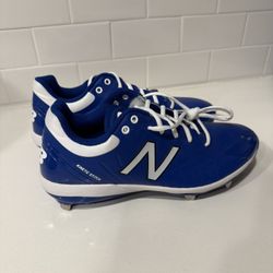 This is a pair of New Balance Men's 4040 v5 low metal baseball cleats in royal blue and white New Without Box Men’s 10 1/2 