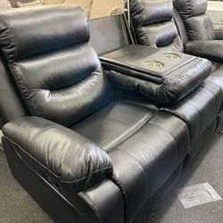 New! Thick Leather Sofa + Loveseat Recliner Set 