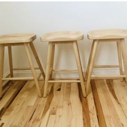3 Wooden Bar Stools 
