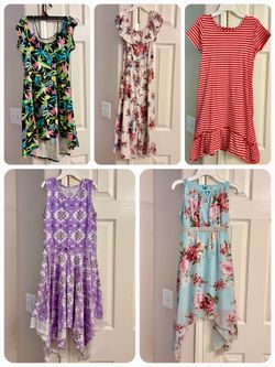 10-12 Lot - 5 girls dresses & romper set - great bundle - all for only $10