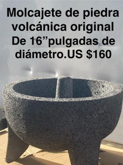 Molcajete Extra Grande De Piedra Volcánica Original De 16 Pulgadas 