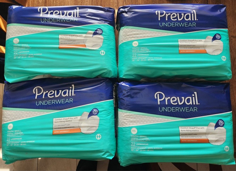 Prevail Extra Underwear, Youth / Small Adult, Pull On, PV-511, 4 Packs Of 22, Disposable Pull On 