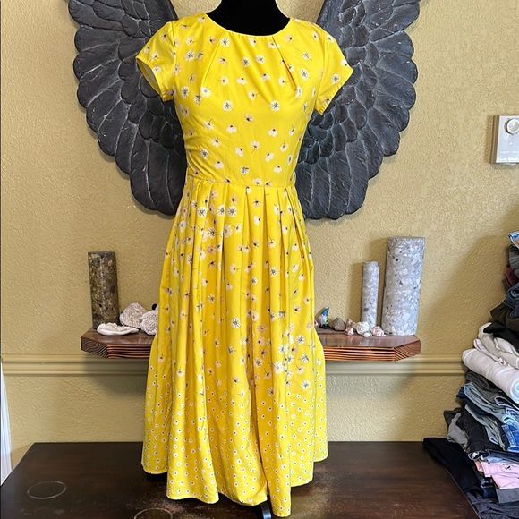 eShakti Yellow Floral Women's Dress