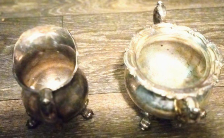 Silver-Plated Creamer and Sugar Bowl Set
