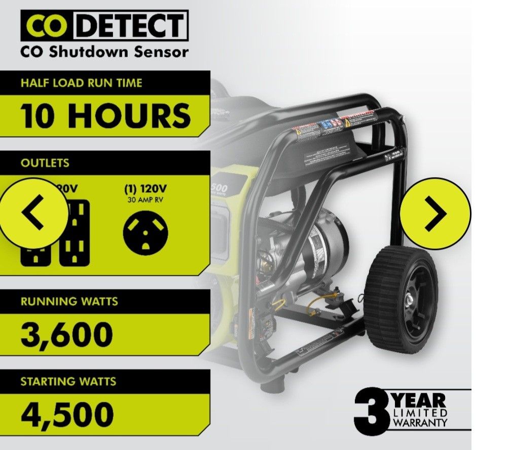 RYOBI 3600-WATT GAS GENERATOR   
