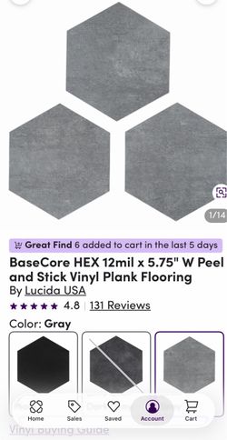 2 boxes: Lucida USA BaseCore HEX Peel and Stick Vinyl Tiles