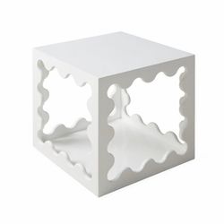 Jonathan Adler Ripple Lacquer Cube side table — white