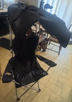 Black Folding Camping Chair with Canopy