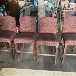 Paisley Upholstery Wood Chairs   Set Of 4 