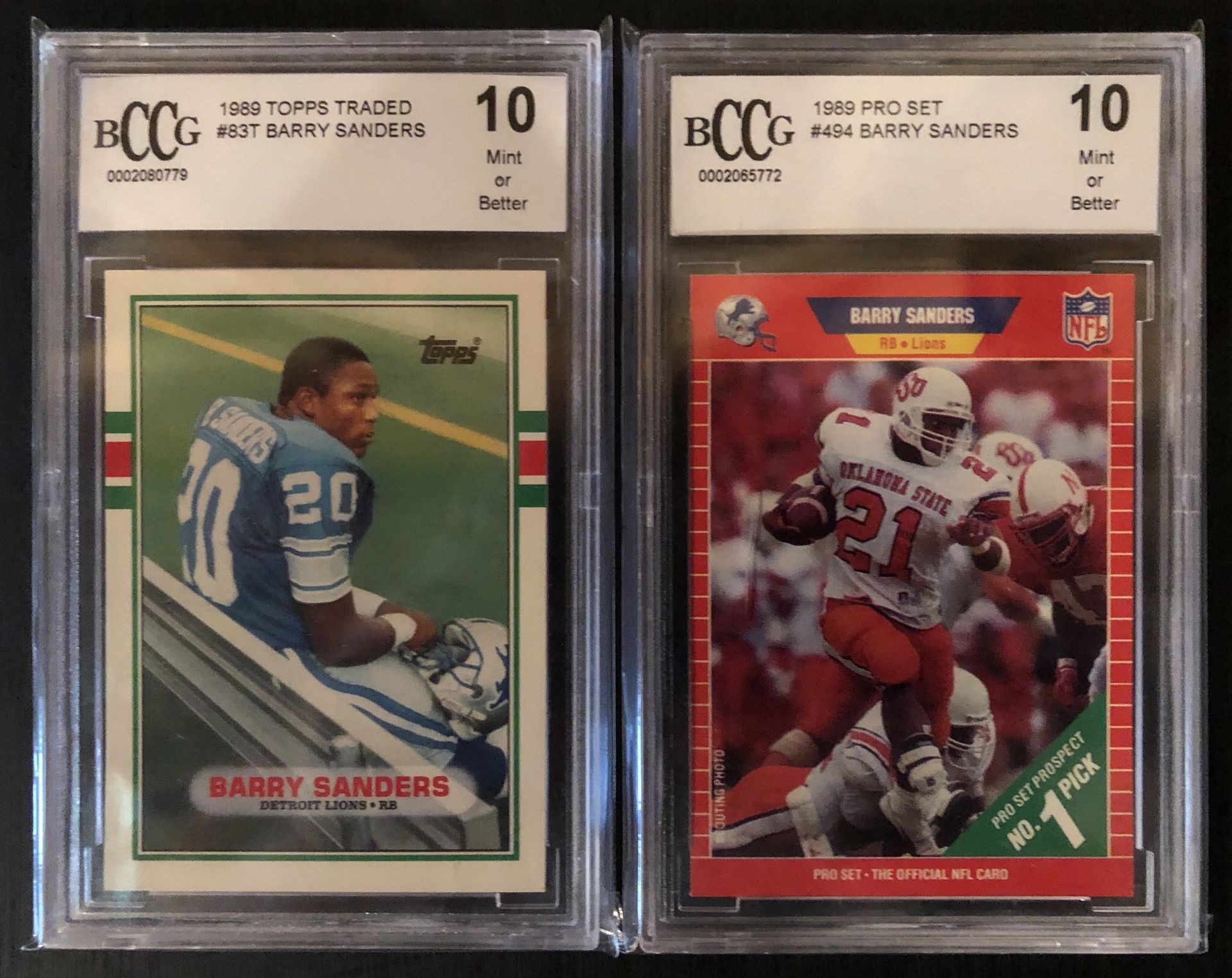 Barry Sanders Rookie Cards (1989 Topps and Pro Set)