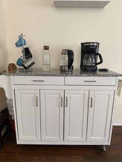 Mobile Island Cabinet with Granite top
