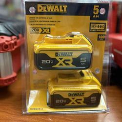 DeWalt New 5ah Battery XR 2x $140