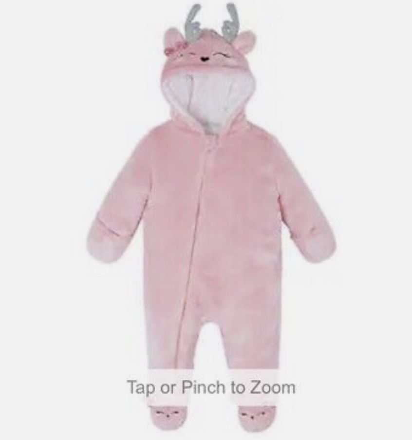 Koala Baby 1-Piece Plush Hooded Pram Suit Soft & Cozy Pink.Size 18/24 Month New!
