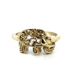 Woman’s Ladies 10k Yellow Gold Filigree Elephant Band Ring Size 5.5 GP3114325