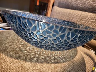Vanity raised glass sink teal color