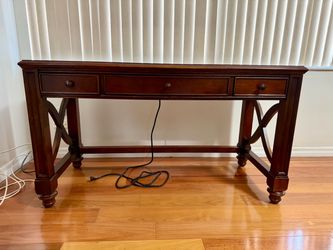 Wooden Writing Desk / Console Table with Built-In Power Outlets & USB Ports