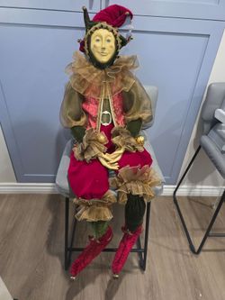 VINTAGE MARDI GRAS JESTER LIFE  SIZE DOLL