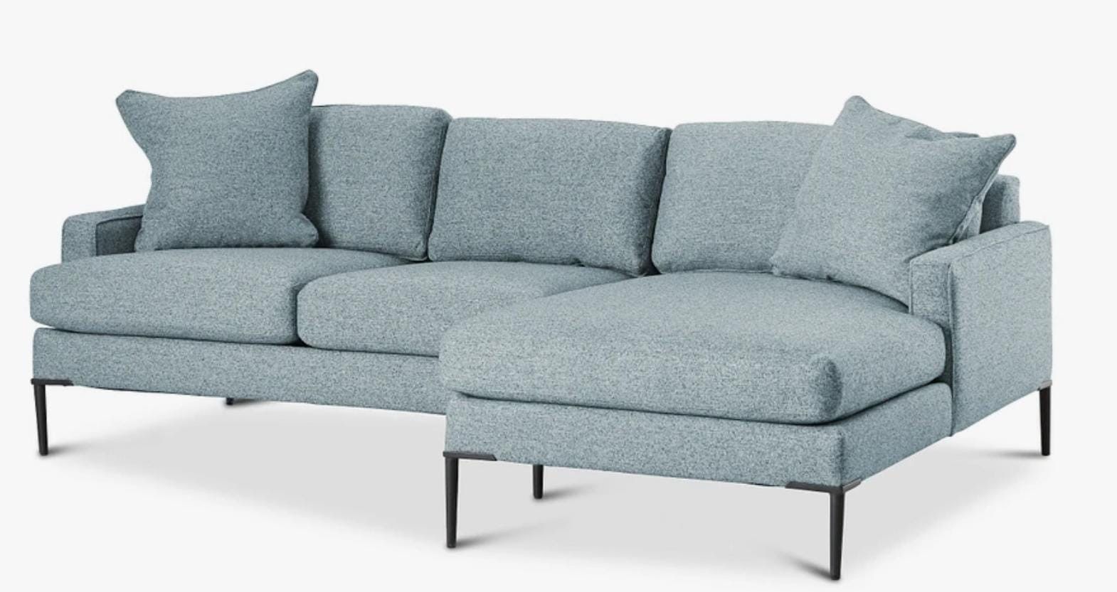 Fabric Chaise Sectional Sofa Light Grey