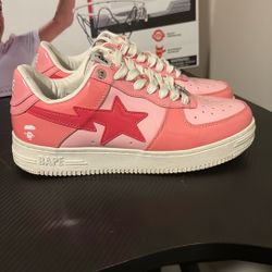 Pink And White Bapestas Size 8