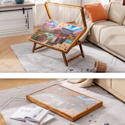 New Foldable Jigsaw Puzzle Table with LED Light,  Legs and Cover
