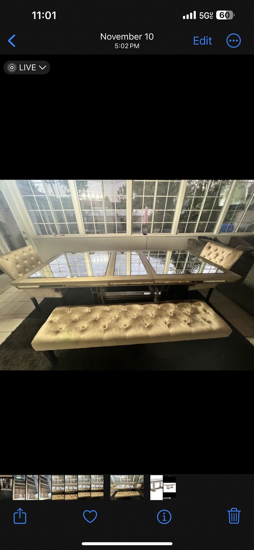 Large solid great quality Z Gallerie table with a crack on one mirror. Antique mirrors. Please see pictures. $500 obo.