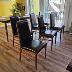 1970's Dillingham Mid Century Highback Walnut Dining Chairs - Set of 6