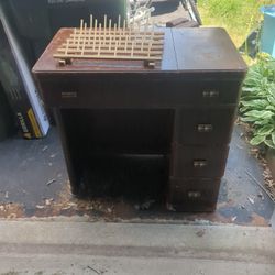 Wood Sewing Cabinet And Thread Storage