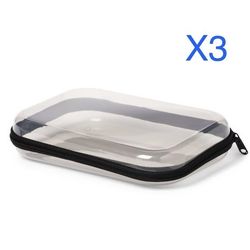 2 Hard Sided Zipper Pencil Case Gray Transparent